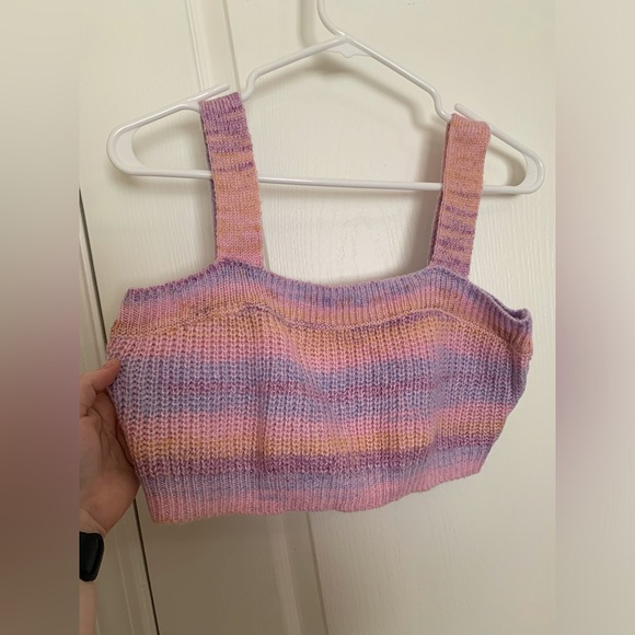NWOT Bailey Rose Cotton Candy Sweater Crop Top - Picture 2 of 6